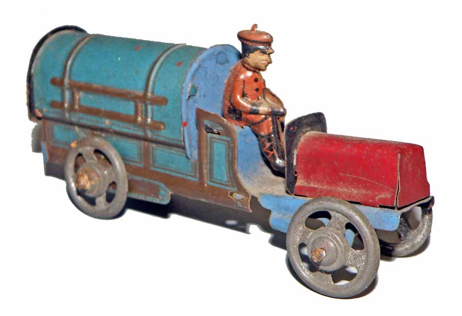 PENNY TOY TANKER TRUCK: Light surface wear and soiling. Soiling should clean up very nicely. 3-3/4" long
