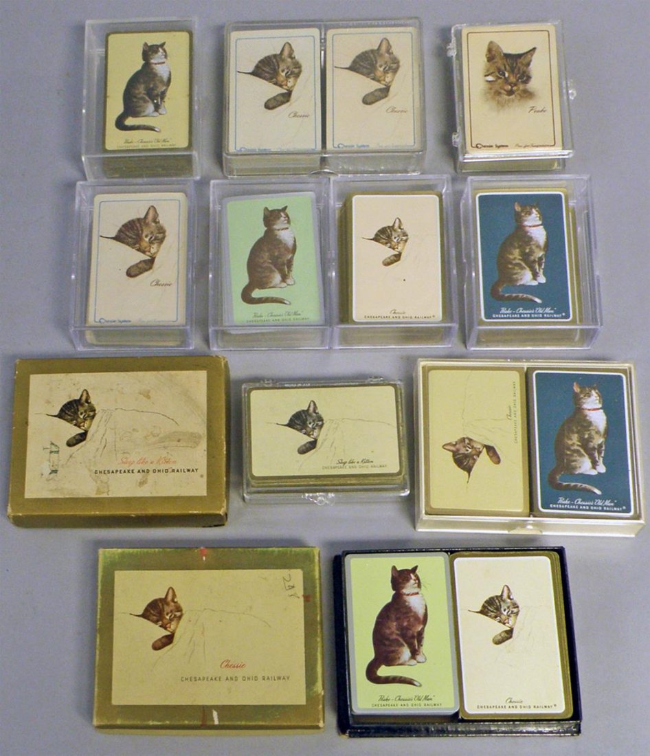 BOX LOT OF CHESSIE PLAYING CARDS: In original cases. Decks have been opened. Size: Varies