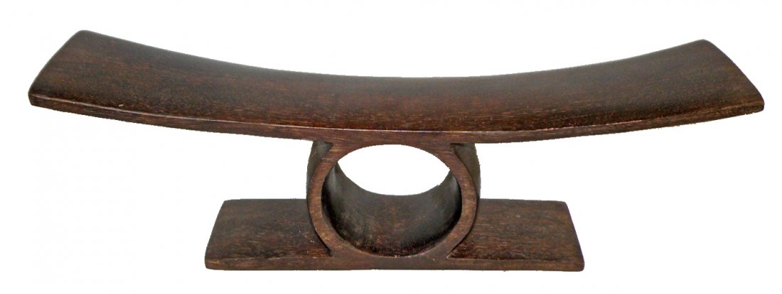 CARVED WOOD HEAD REST FROM FIJI: Beautifully formed and sculpted probably mid 20th century. 18" long x 5 3/8" tall