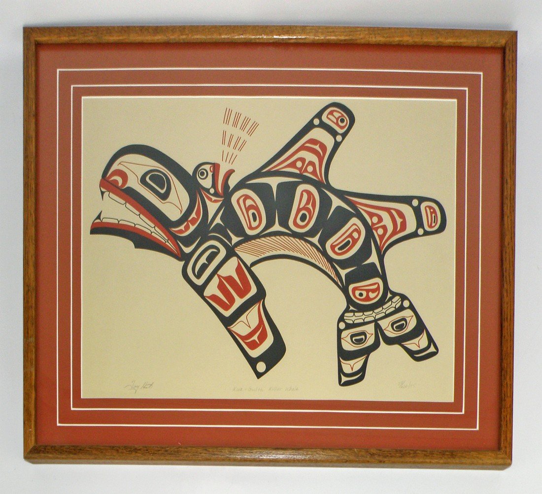 KWA GUILTH KILLER WHALE LITHO BY TONY HUNT: Shows a breaching Killer Whale. Signed Tony Hunt L/L, 58/200/75 L/R. Sight size is 22 x 16 24"x 23"