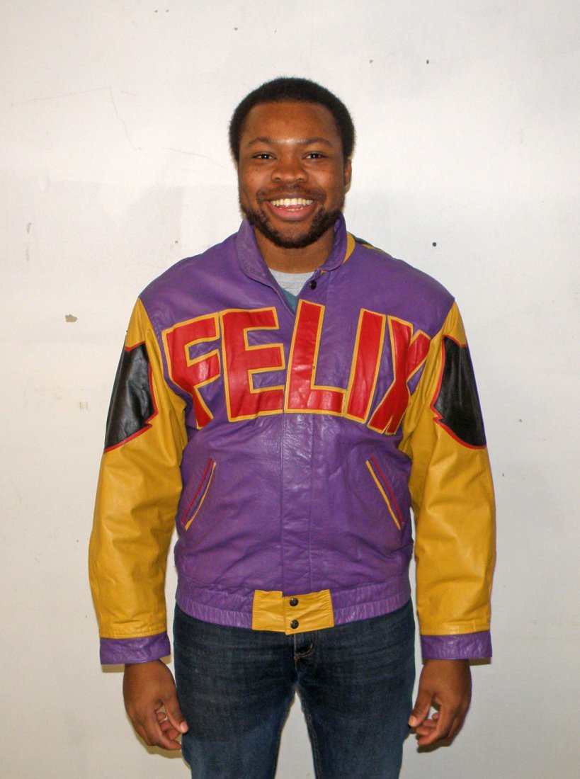 FELIX THE CAT LEATHER JACKET: From Maziar Leather Gallery. Has light wear. MediumSteve Not Included