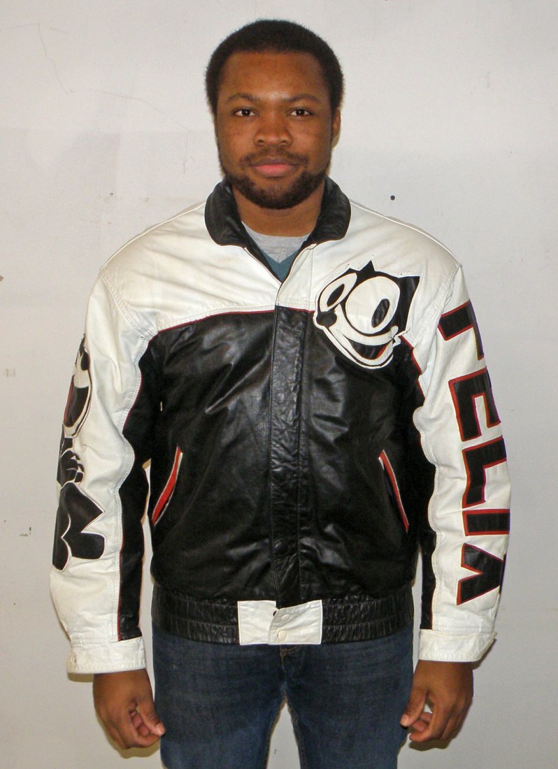FELIX THE CAT LEATHER JACKET: From Maziar Leather Gallery. Has light wear. Medium