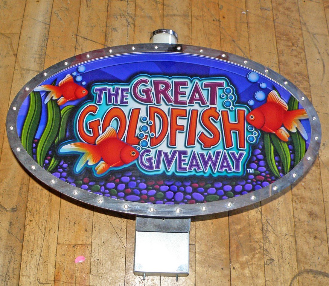 LIGHT UP SLOT MACHINE TOPPER: Great Goldfish give away. 19" wide x 17" tall