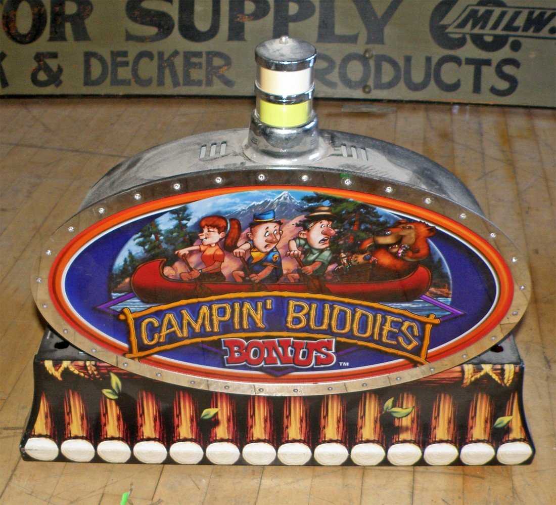 LIGHT UP SLOT MACHINE TOPPER: Campin' Buddies. 23" wide x 18" tall