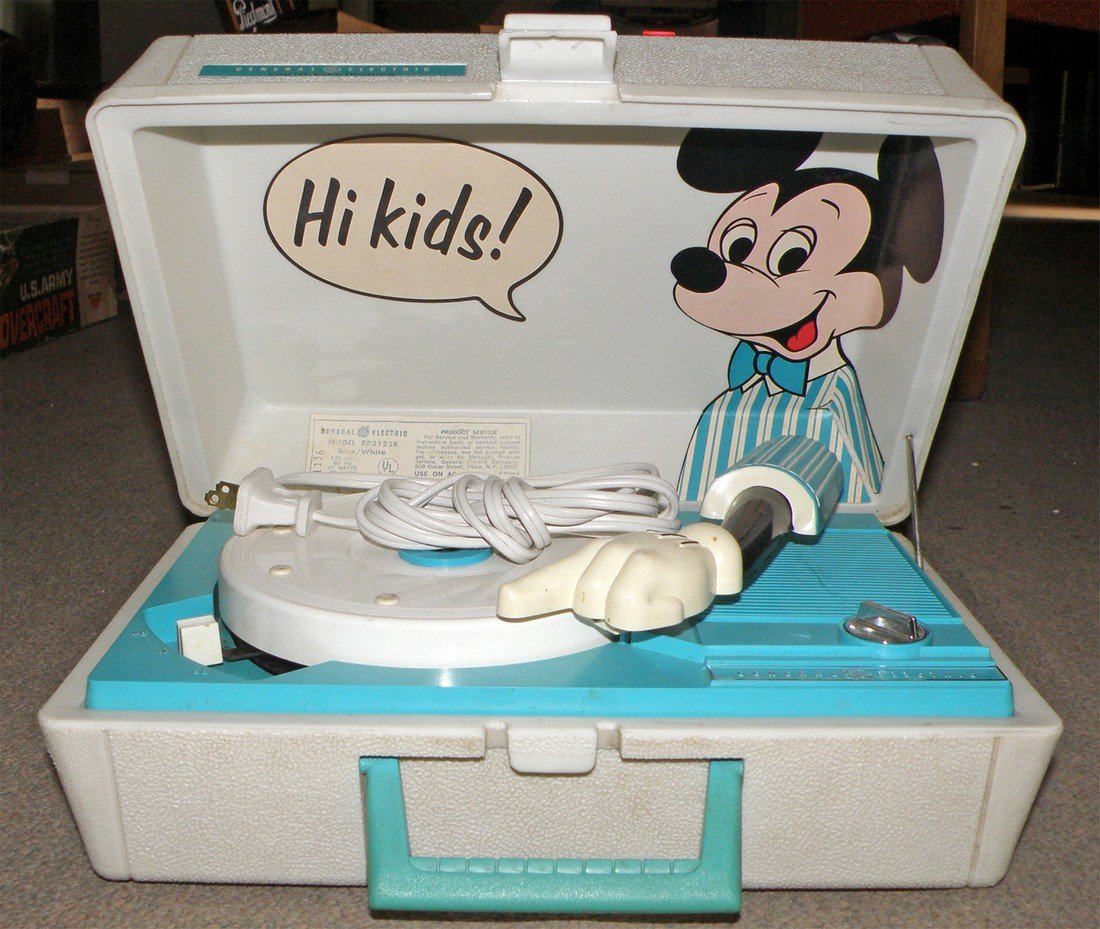 MICKEY MOUSE PHONOGRAPH: Made by General Electric. Some surface wear. 14" long