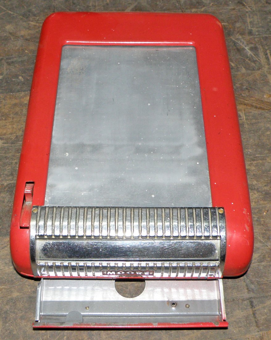MOORE RECEIPT REGISTER: Art Deco design with original finish 12" x 8"