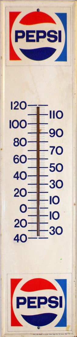 PEPSI COLA TIN THERMOMETER (1 of 2)