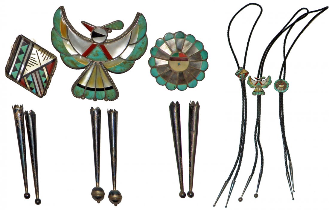 THREE ZUNI BOLO TIES (1 of 3)