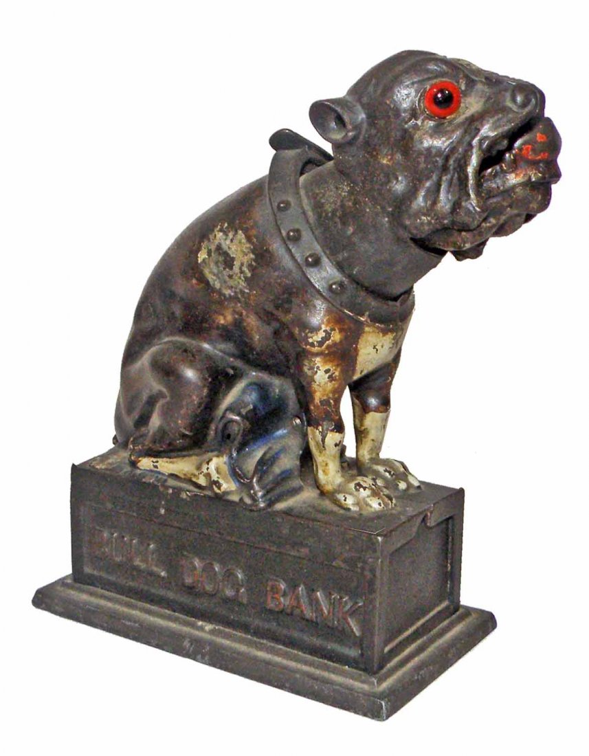 BULLDOG MECHANICAL BANK MADE BY J & E STEVENS (1 of 4)