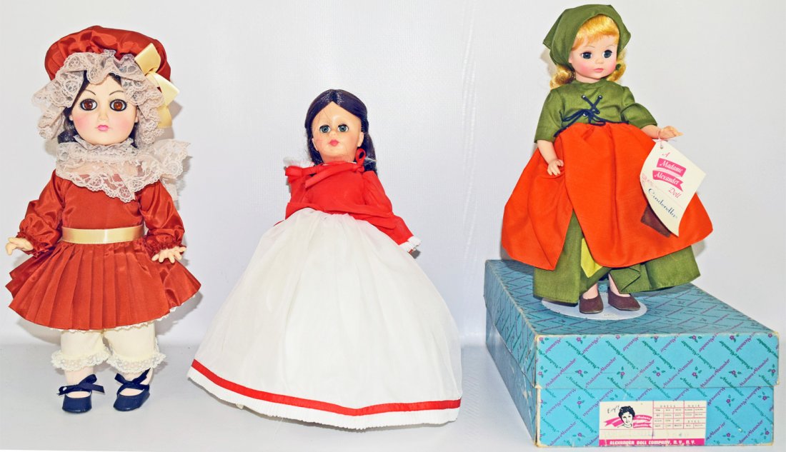 LOT OF THREE DOLLS: Includes Madame Alexander, Cinderella, Marjorie Spangler and Effanbee Victorian doll. Largest 17''