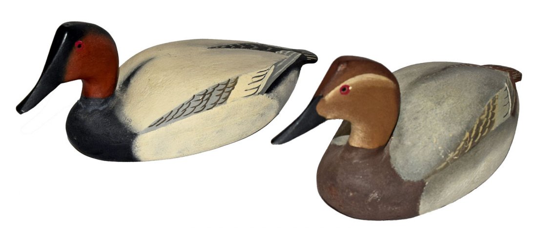 TWO CANVAS BACK GOOSE DECOYS (1 of 6)