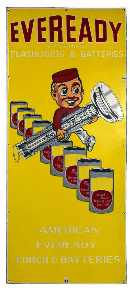 EVEREADY FLASHLIGHTS & BATTERIES PORCELAIN SIGN (1 of 2)