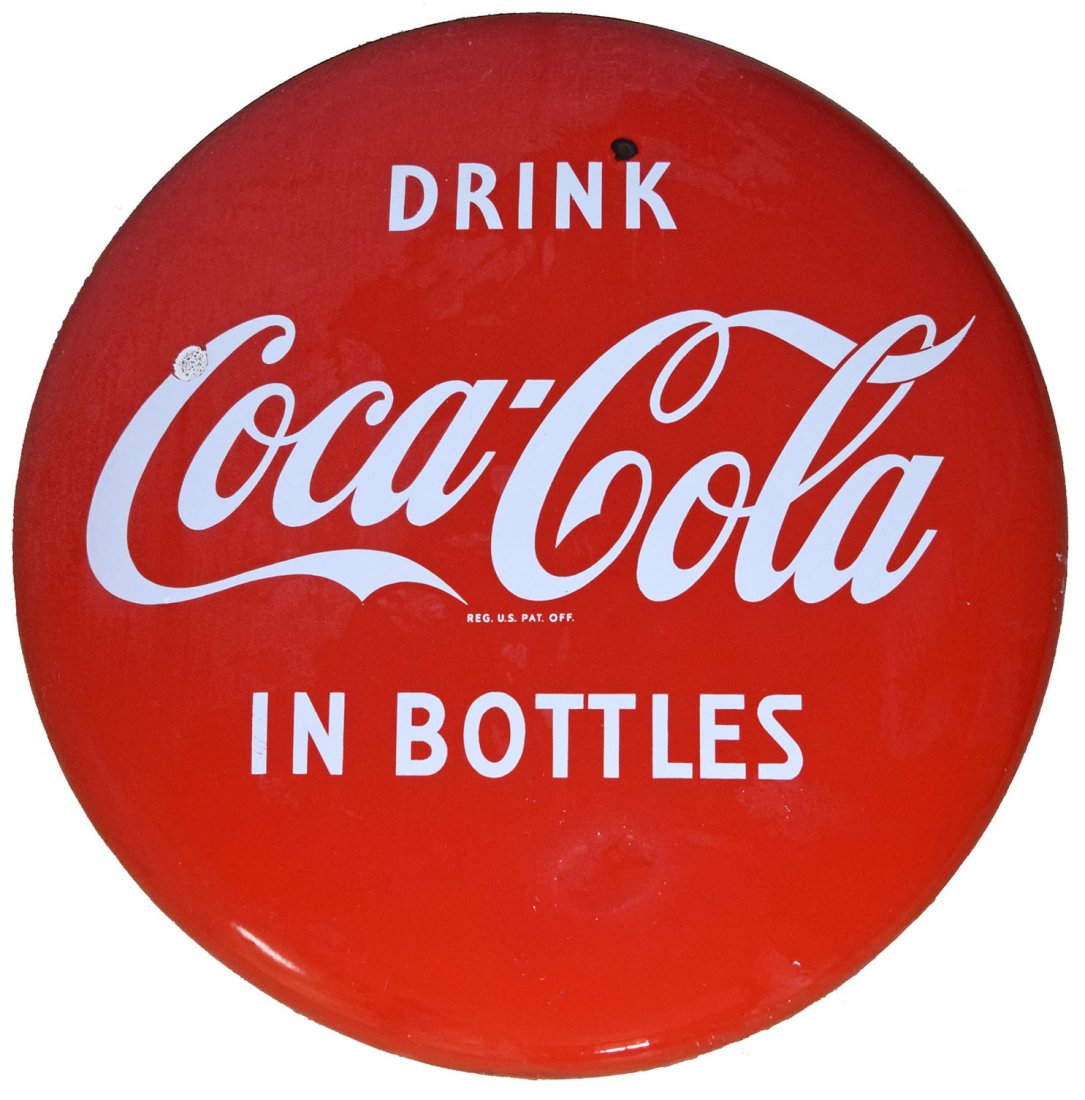 36'' PORCELAIN  DRINK COCA-COLA BUTTON (1 of 3)
