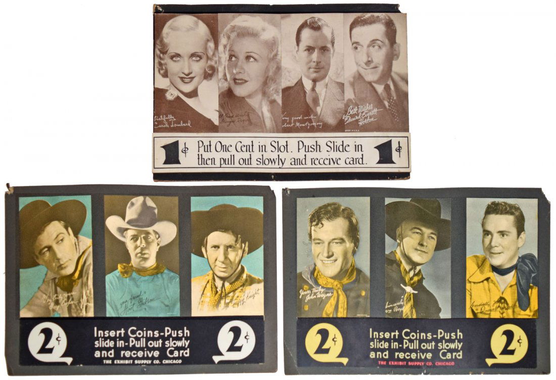 THREE EXHIBIT SUPPLY VENDING CARD HEADERS (1 of 2)