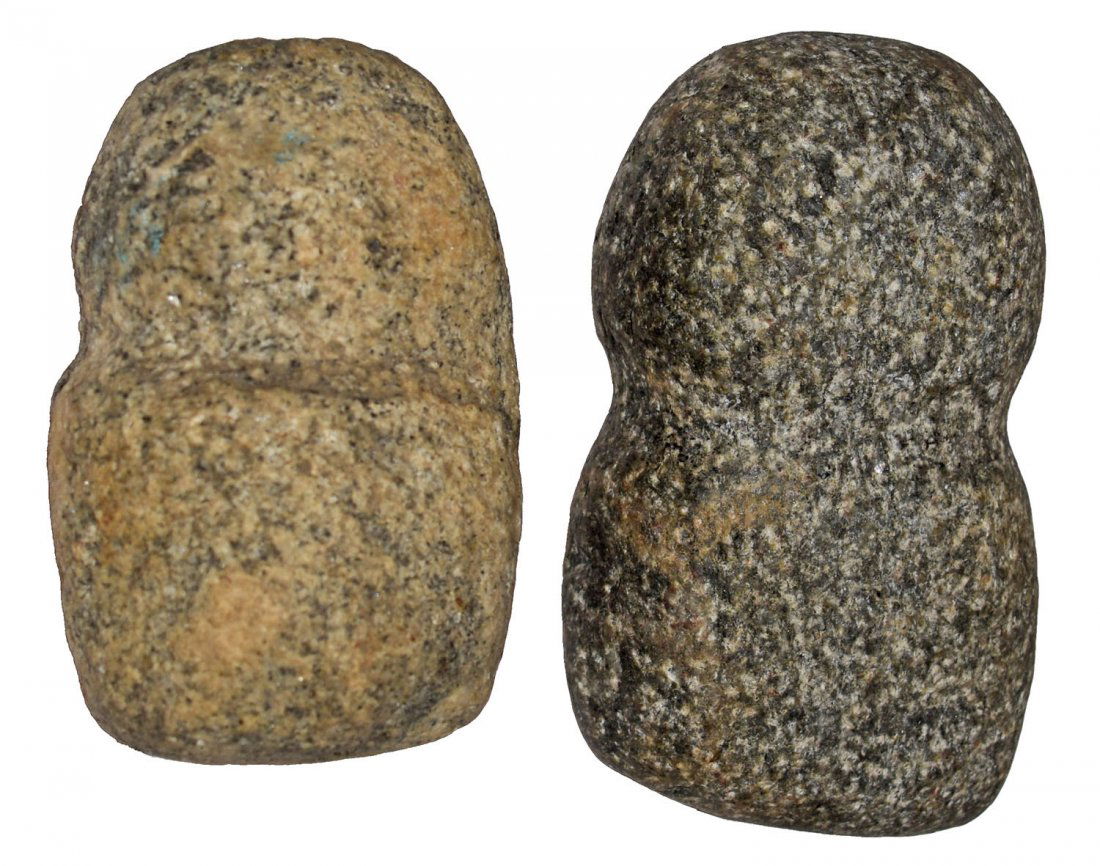 TWO EARLY AMERICAN-INDIAN CLUB HEADS (1 of 3)