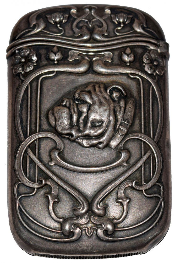 STERLING SILVER MATCH SAFE WITH BULLDOG (1 of 3)
