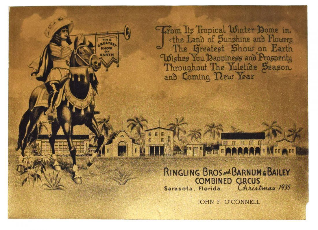 1935 RINGLING BROS. CIRCUS CHRISTMAS CARD (1 of 1)