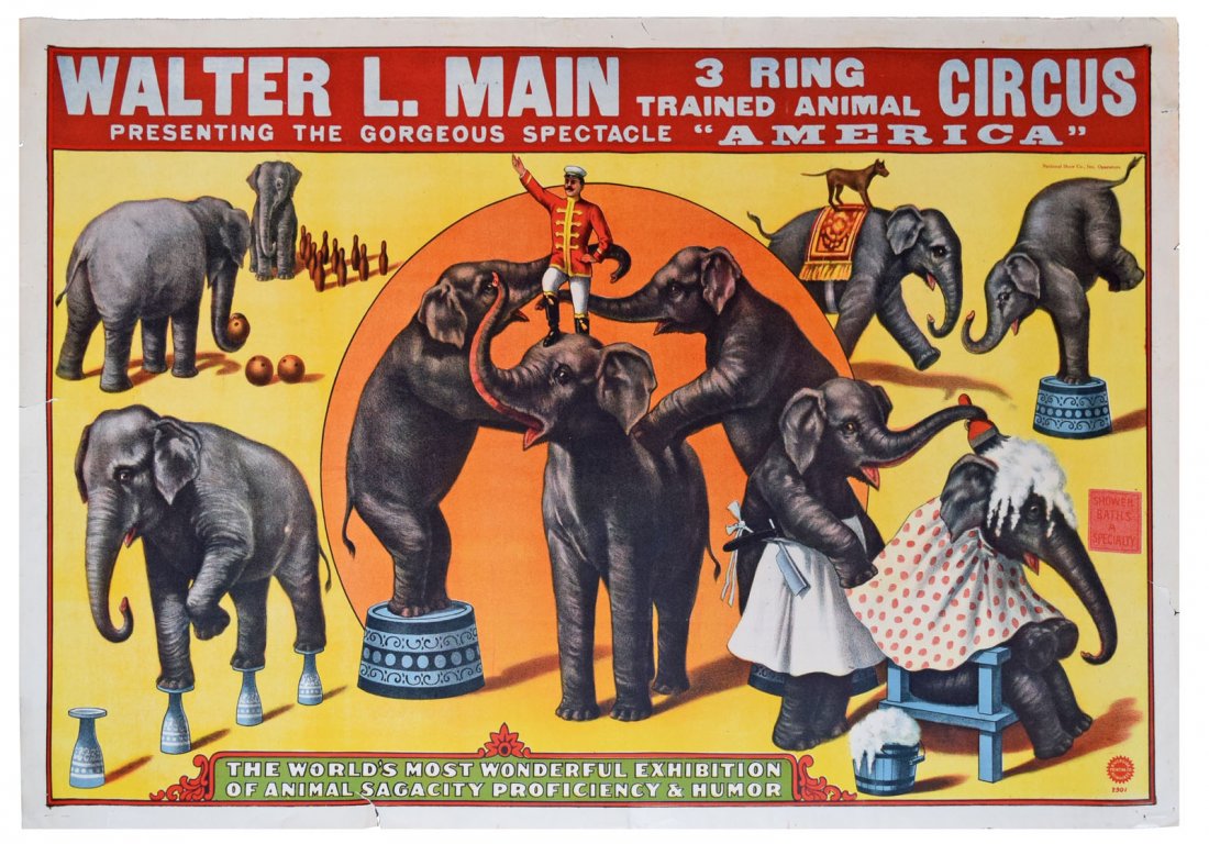 WALTER L. MAIN TRAINED ANIMAL CIRCUS POSTER (1 of 1)