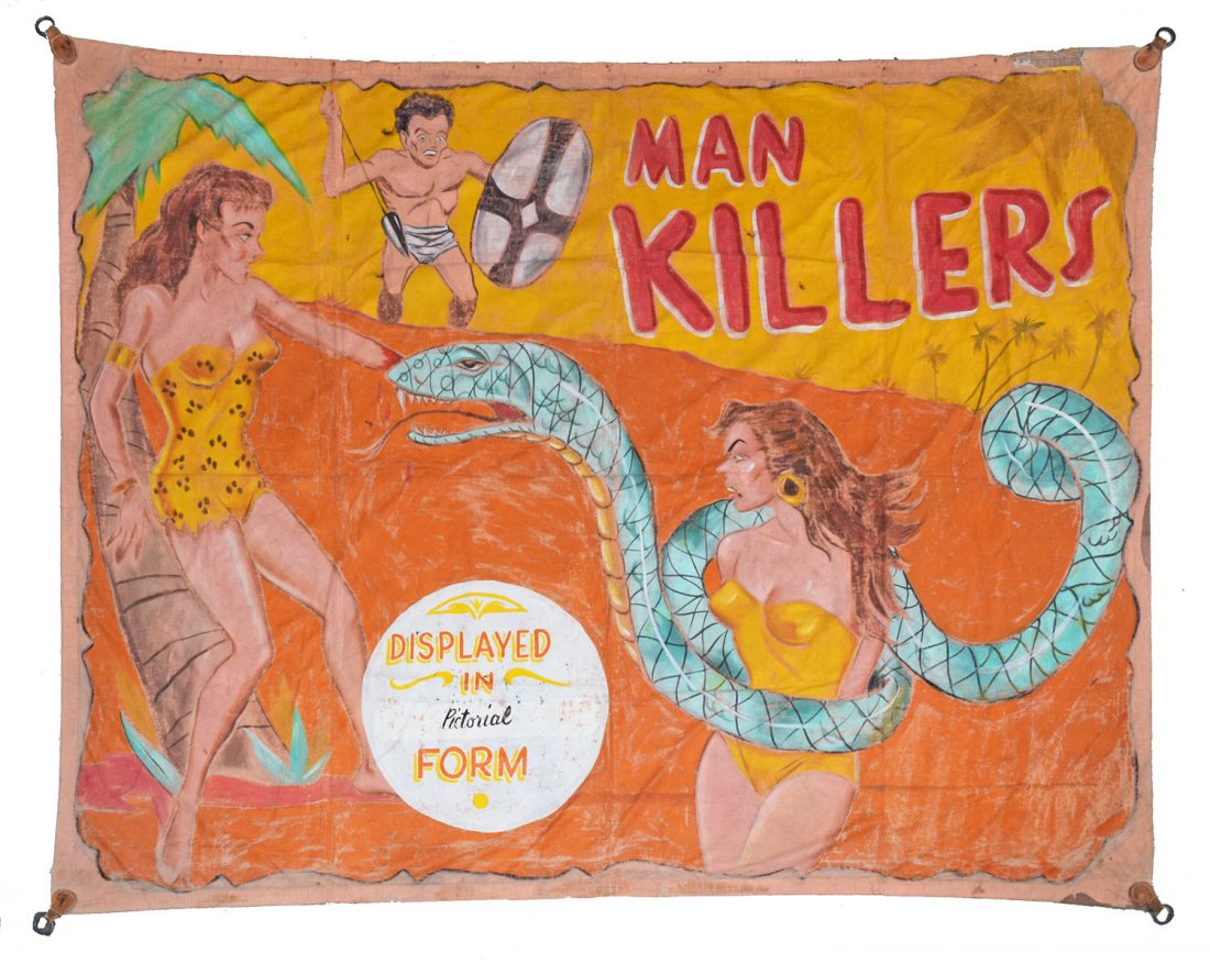 MAN KILLER GIANT SNAKE SIDESHOW BANNER (1 of 1)