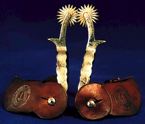 Eaton Ranch, Wolf, Wyoming LOT Includes: Eaton Ranch, Wolf, Wyoming LOT Includes a 1911 BOOKLET; unusual pattern, nickel plated August Buermann SPURS with Eaton Ranch straps; 1919 POSTCARD; Great 7" x 9" photo signed "Yours to a Frazzle.....