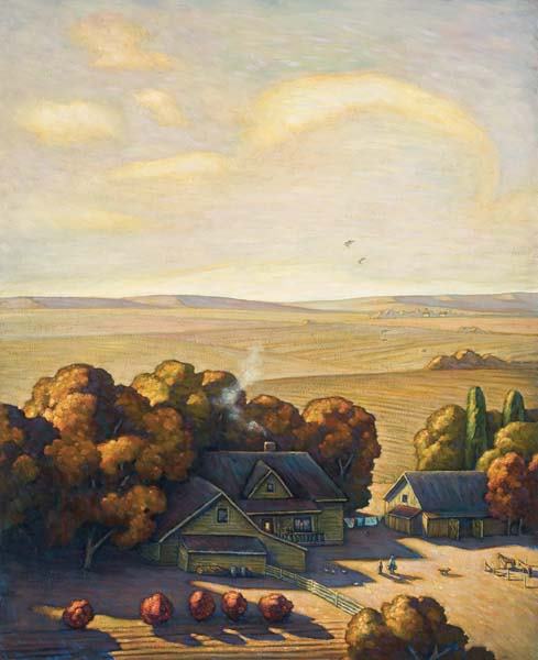 Howard Post (b 1948) Painting: Afternoon Chores, 44 x 36 oil on canvas Known for his paintings of cattle, cowboys, rodeo arenas, and ranch life, Howard Post is an impressionist painter who portrays the contemporary West in a modern