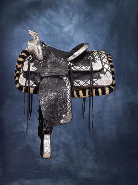 Edward Bohlin Dick Dickson Special Parade Saddle: Made for George C. Spahn, owner of the legendary Southern California movie ranch, this parade ensemble is pictured in the Bohlin saddle catalog as the "Dick Dickson Jr Special Saddle" and includes a m