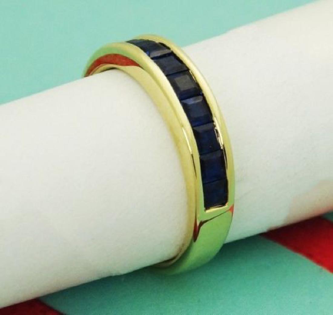 Tiffany & Co 18k Yellow Gold Sapphire Band Size 6.5: Tiffany & Co 18k Yellow Gold Sapphire Band Size 6.5 Precious Metal Type:750 18k Yellow Gold Stones: Sapphire Size: 6.5 width: 3.75mm Front Design: 17.09mm Item Weight: 4.0 grams