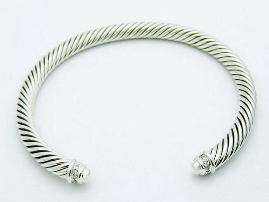 David Yurman 925 Silver Bracelet Pave Diamonds (1 of 3)