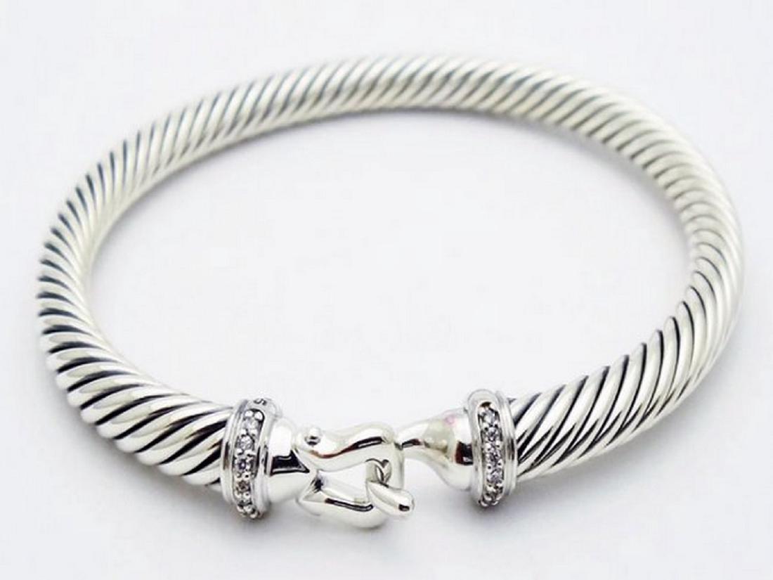 David Yurman 925 Silver Bracelet & Pave Diamonds (1 of 5)