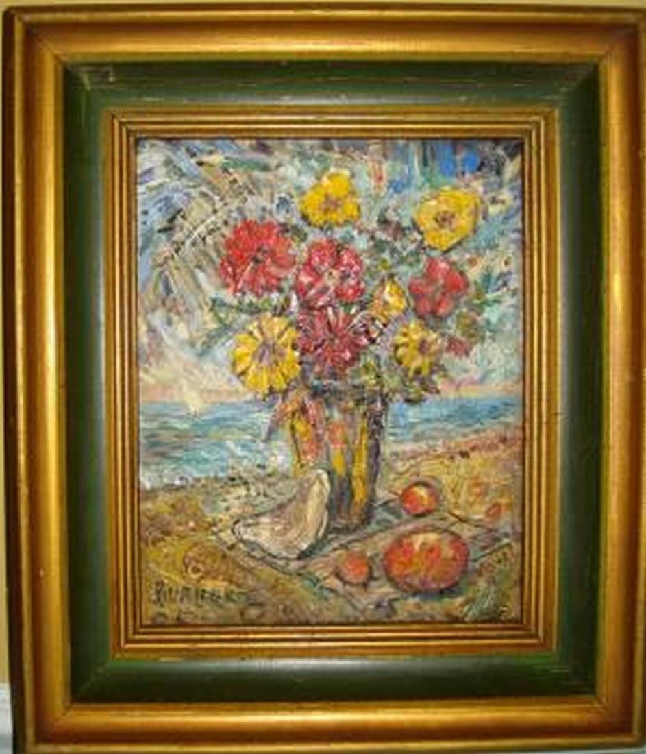 DAVID BURLIUK RUSSIAN - AMERICAN OIL PAINTING ON BOARD (1 of 4)