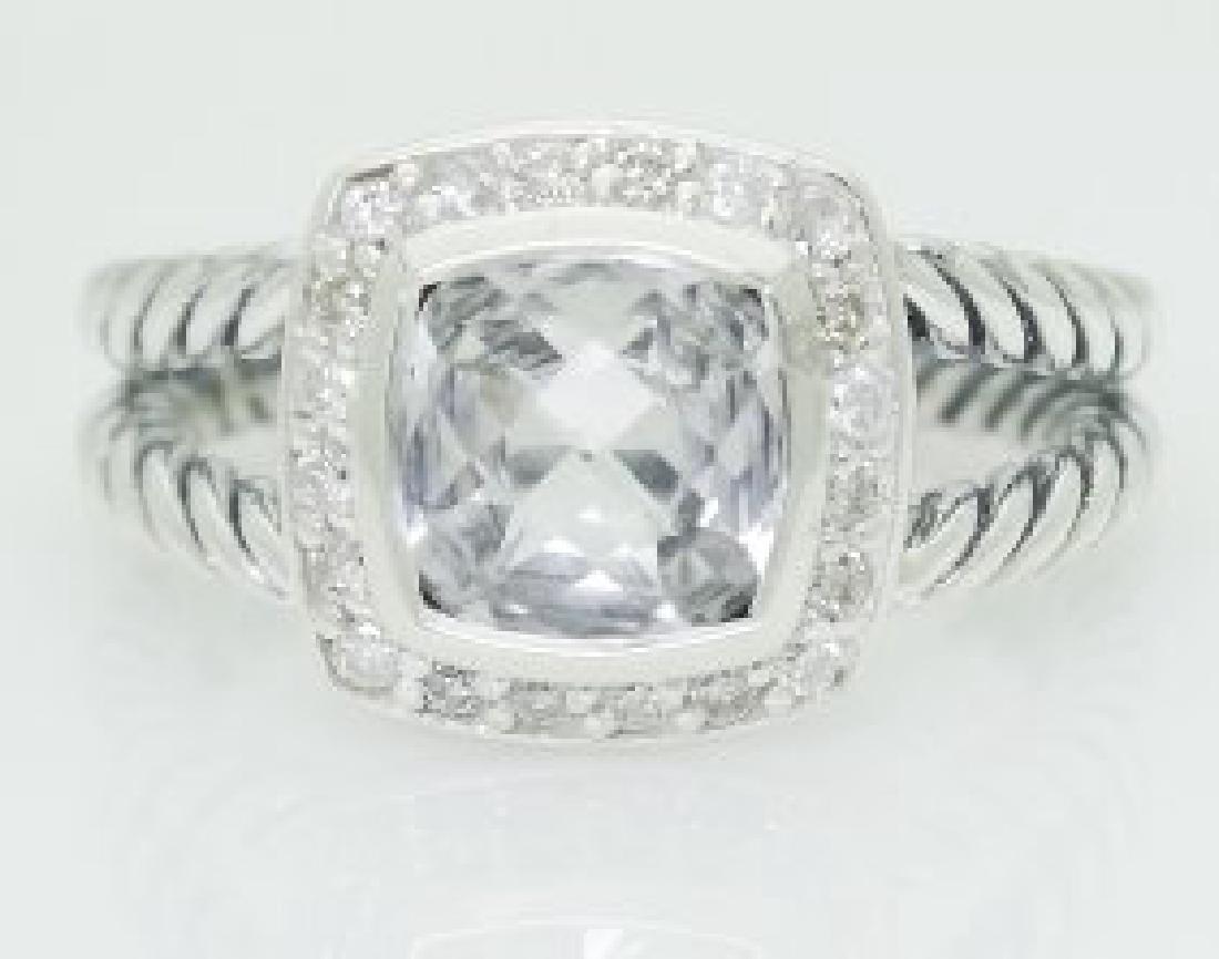 David Yurman 925 Silver White Topaz & Diamond Ring (1 of 5)