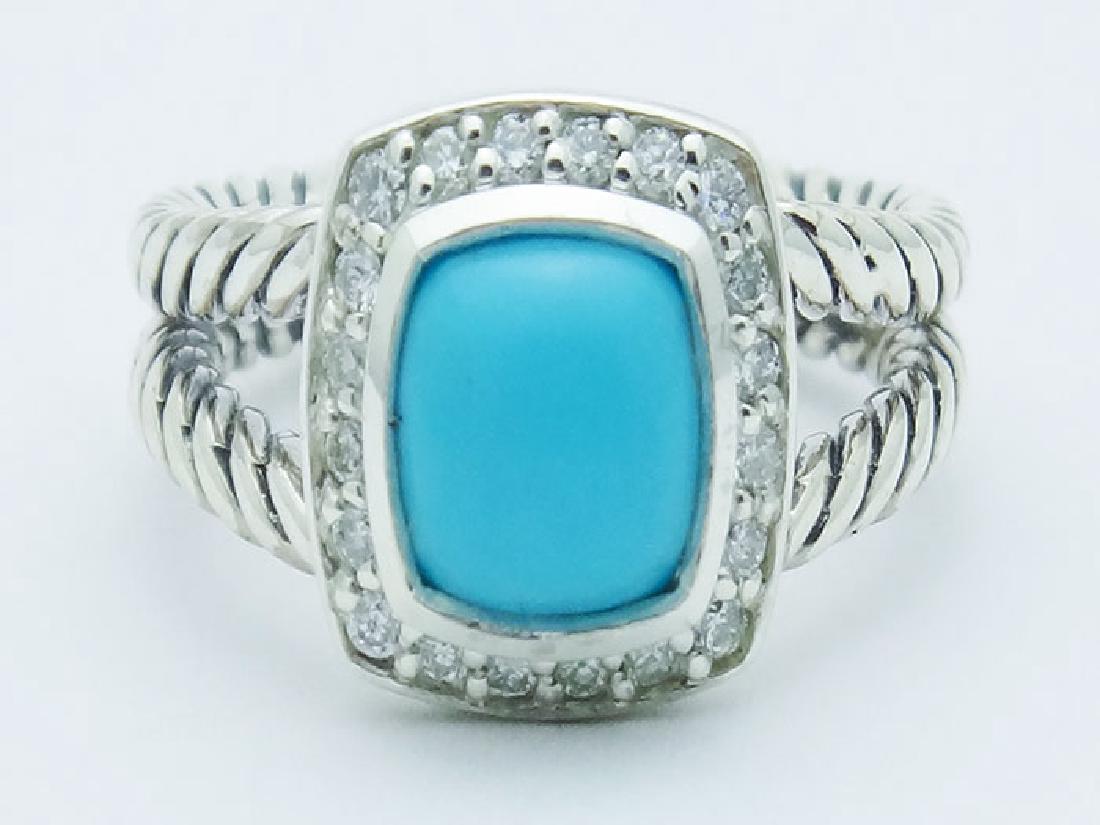 David Yurman Silver Petite Albion Ring  Turquoise Pave (1 of 5)