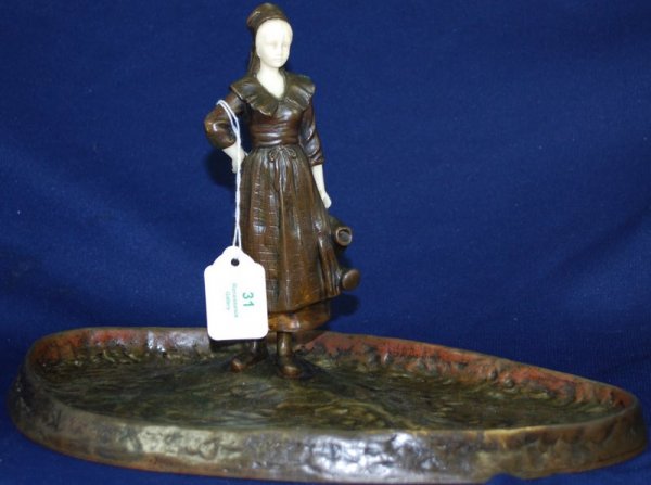 P. TERESZUK BRONZE & IVORY: CIRCA 1900 - 1920, AR - AUSTRIAN FOUNDRY MARK, IVORY HANDS AND FACE BUYER ARRANGES SHIPPING WE CAN RECOMMEND