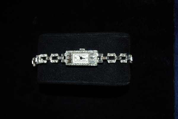 PLATINUM ART DECO DIAMOND WATCH