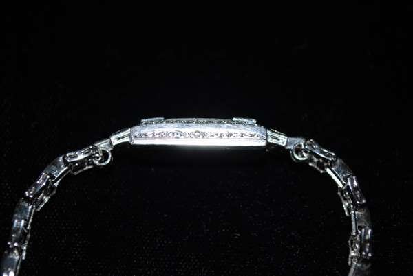 PLATINUM ART DECO DIAMOND WATCH - 2