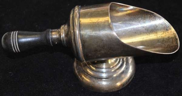 VICTORIAN STERLING SNUFFER: GENOVA SILVER SNUFFER/CANDLESTICK HOLDER, GREAT RARE ITEM, EBONY HANDLE, BUYER ARRANGES SHIPPING, WE CAN RECOMMEND LOCAL SHIPPERS.