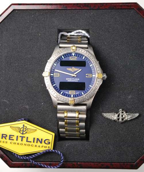 18KT/TITANIUM BREITLING AEROSPACE: WITH BOX AND HANGTAG PLUS SHIPPING