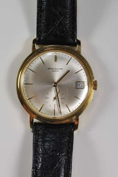 18KT Y.G. PATEK PHILIPPE REF 3445: AUTOMATIC WITH DATE COMES WITH BOX CIRCA 1960'S PLUS SHIPPING