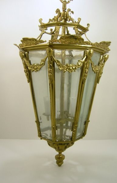 HANGING LIGHT FIXTURE: LARGE LANTERN STYLE HANGING LIGHT FIXTURE 30" WITH 4 SOCKETS SHIPPING NOT INCLUDED