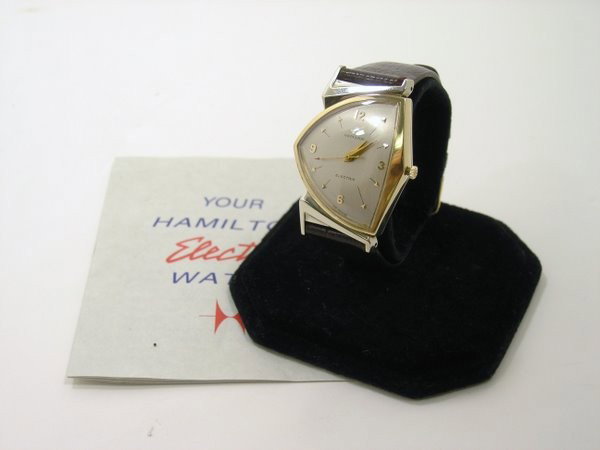 MENS 1957 HAMILTON PACER ELECTRIC: GOLD FILLED CASE 505 MOVEMENT SERVICED BY RENE RONDAU IN 2008 PAPERWORK INCLUDED BUYER ARRANGES SHIPPING