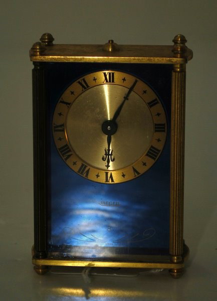 JAEGER 8 DAY CLOCK: JAEGER LE COULTRE 8 DAYS MUSICAL ALARM CLOCK, plus shipping
