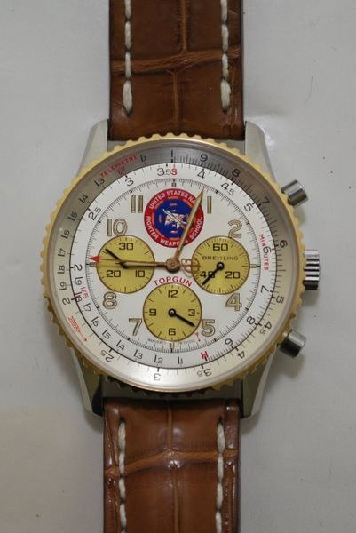 BREITLING "TOP GUN": ALL ORIGINAL, S/S & GOLD, GREAT DIAL. # 10 OF 1000.