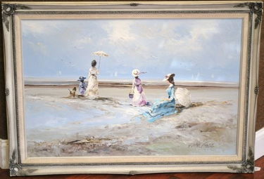 107 Oil On Canvas Beach Scene By Marie Charlot Aug 28 2011