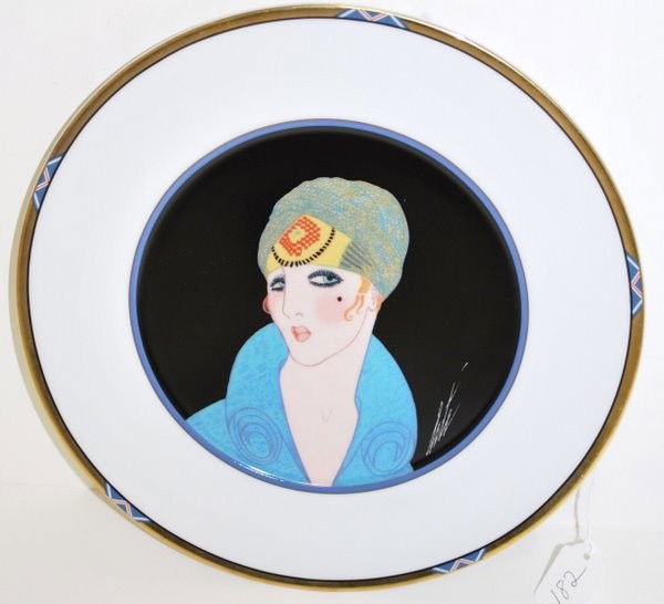 SEVENARTS ERTE' PLATE: SEVENARTS ART DECO ERTE' PLATE " YELLOW TURBAN " # UH201-1989 12 1/2" DIA. plus shipping