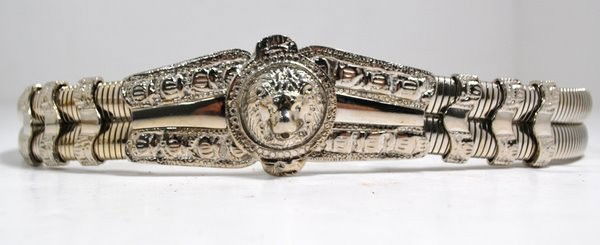 JUDITH LEIBER SNAKE BELT: IN SILVER TONE, 34 " AT MAX STRETCH, CIRCA 1980's WITH CARRY BAG