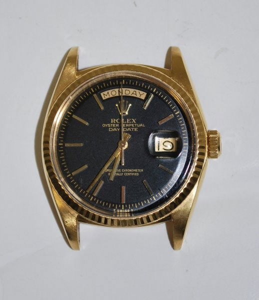 ROLEX 18KT PRESIDENT: HEAD ONLY, BLACK DIAL, "1803" COMES WITH PAPERWORK FROM BUCHERER CO.