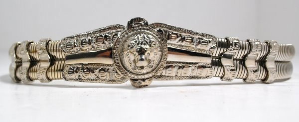 JUDITH LEIBER SNAKE BELT: IN SILVER TONE, 34 " AT MAX STRETCH, CIRCA 1980's WITH CARRY BAG