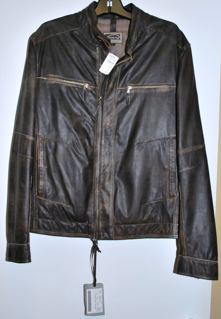 MENS BROWN GITMOS LEATHER JACKET MADE IN ITALY: NEW WITH TAGS RETAILED BY NEIMAN MARCUS NEW PRICE $1895.00 SIZE 54 EXTRA LARGE EUROPEAN CUT WILL FIT SLIGHTLY SMALLER BUTTER SOFT LEATHER