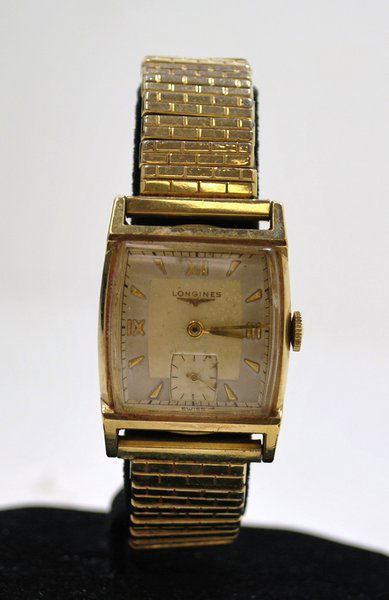 LONGINES SQUARE WRIST WATCH: MANUAL WIND 10KT G.F.