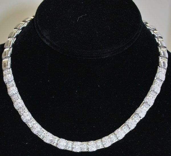 18KT W.G ROBERTO COIN 7.36CT DIAMOND NECKLACE: CHOCKER STYLE SET WITH FACTORY G COLOR VS QUALITY DIAMONDS TWT 72.5 GRAMSNEW LIST $30,000.00
